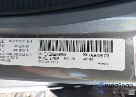 2013 Chrysler 200 Touring z USA, uszkodzony, nr VIN 1C3CCBBB6DN764205